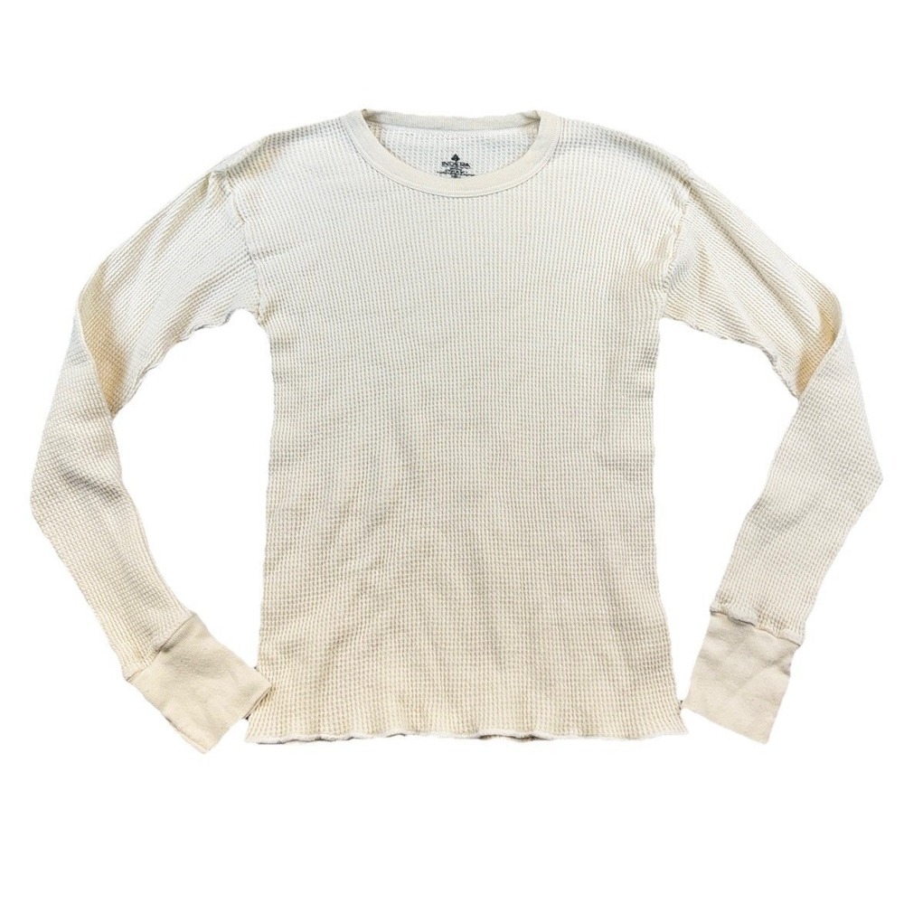 Indera Off White Ivory Long Sleeve Thermal Top Size Sm Waffle Knit Minimalist